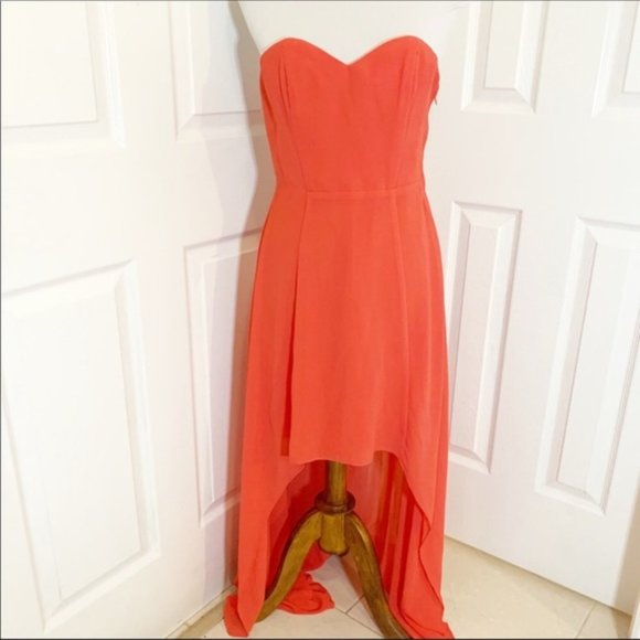 strapless high low maxi evening dress